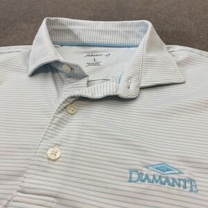 Johnnie-O Polo Shirt Mens Large Blue Stripe Diamante 2021 Classic Golf Stretch